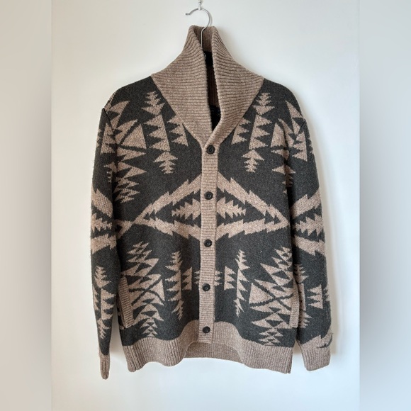 Pendleton - Trapper Peak - Men's Geometric Sweater - Brown and Tan - Wool - Picture 1 of 6